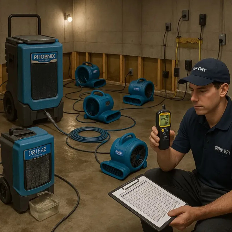 Structural Drying and Dehumidification process in Almedia, PA